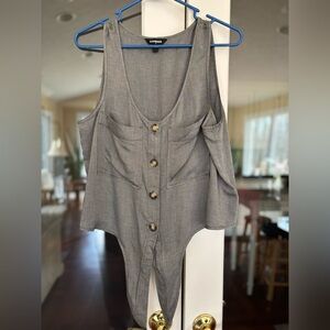 Express Gray Button-Front Sleeveless
Vest